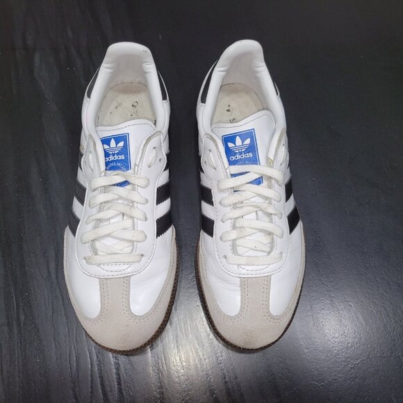 Adidas Samba OG J Youth/Women's Cloud White/ Core Black IE3675 Gum Sole Sneakers - Picture 15 of 16
